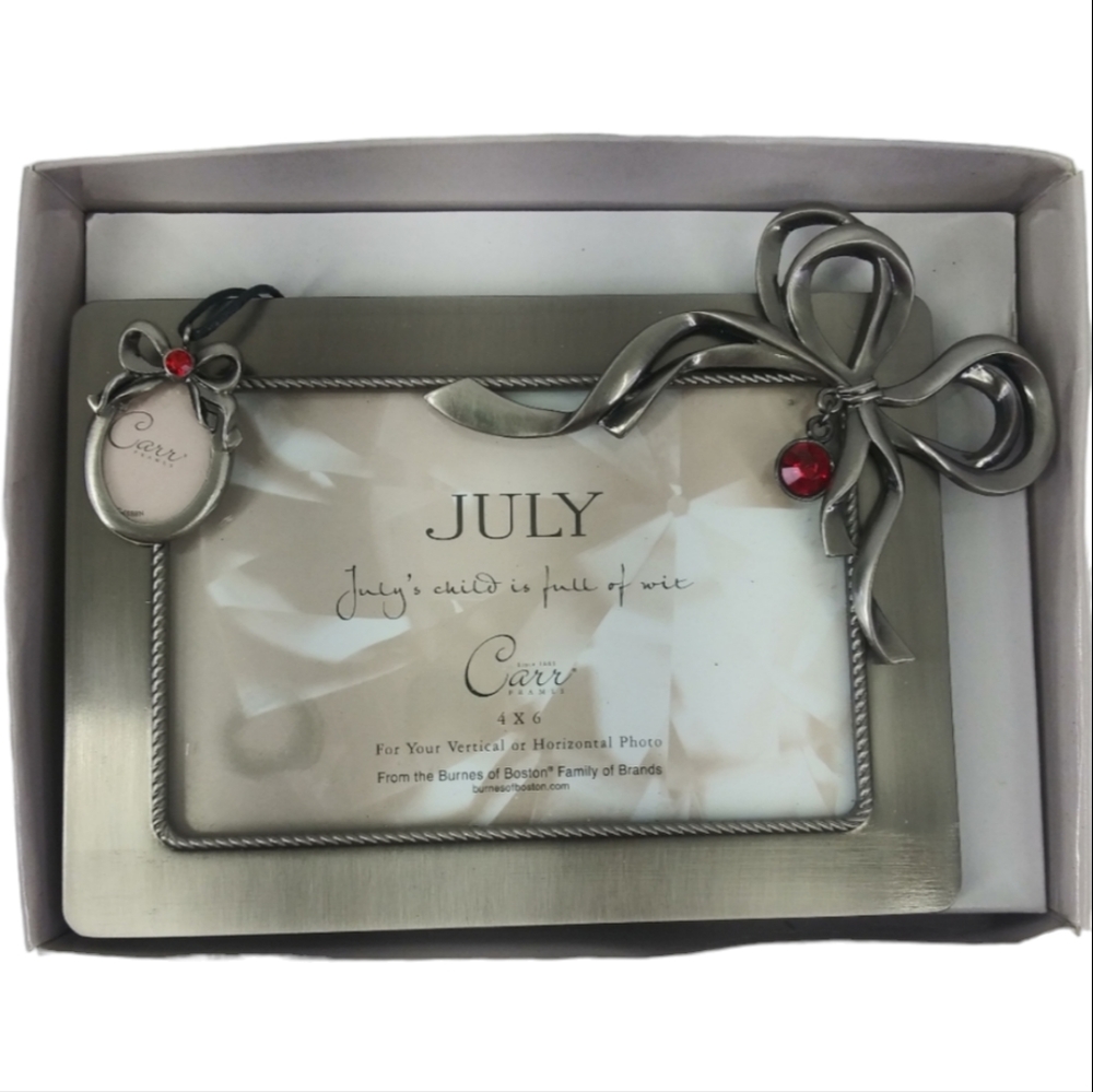 Carr July Birthstone Photo/Necklace Set Genuine Czech Crystal Stones